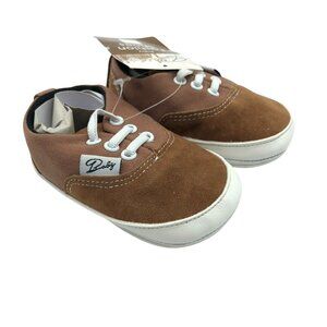 Baby Boys Slip On Sneakers Faux Suede Canvas Brown Size 3